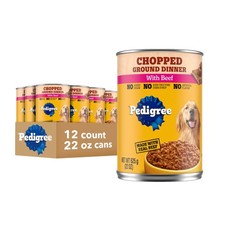 Pedigree Chopped Ground Dinner Adult Soft Wet Dog Food with Beef, Canned Dog ...