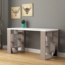 Tavolo Scrivania per Studio in Legno Porta PC con Libreria Ufficio Moderna Sala