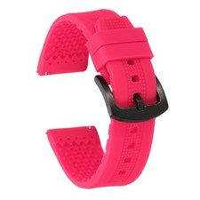 Silicone Watch Bands 22mm Soft Watch Bands with Black Buckle, Pink