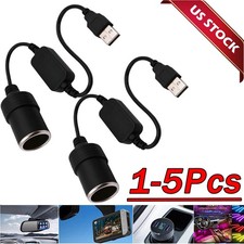 USB To 12V Car Cigarette Lighter Female Socket Converter Adapter Cable Connector