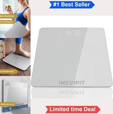 Digital Bathroom Scale 400 lb 11.8 Inch LED Tempered Glass Batteries Included