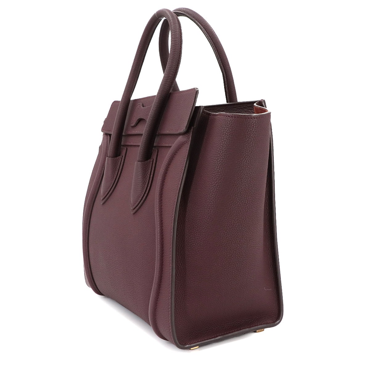 CELINE Luggage Micro Shopper Hand Bag Leather Bordeaux 167793