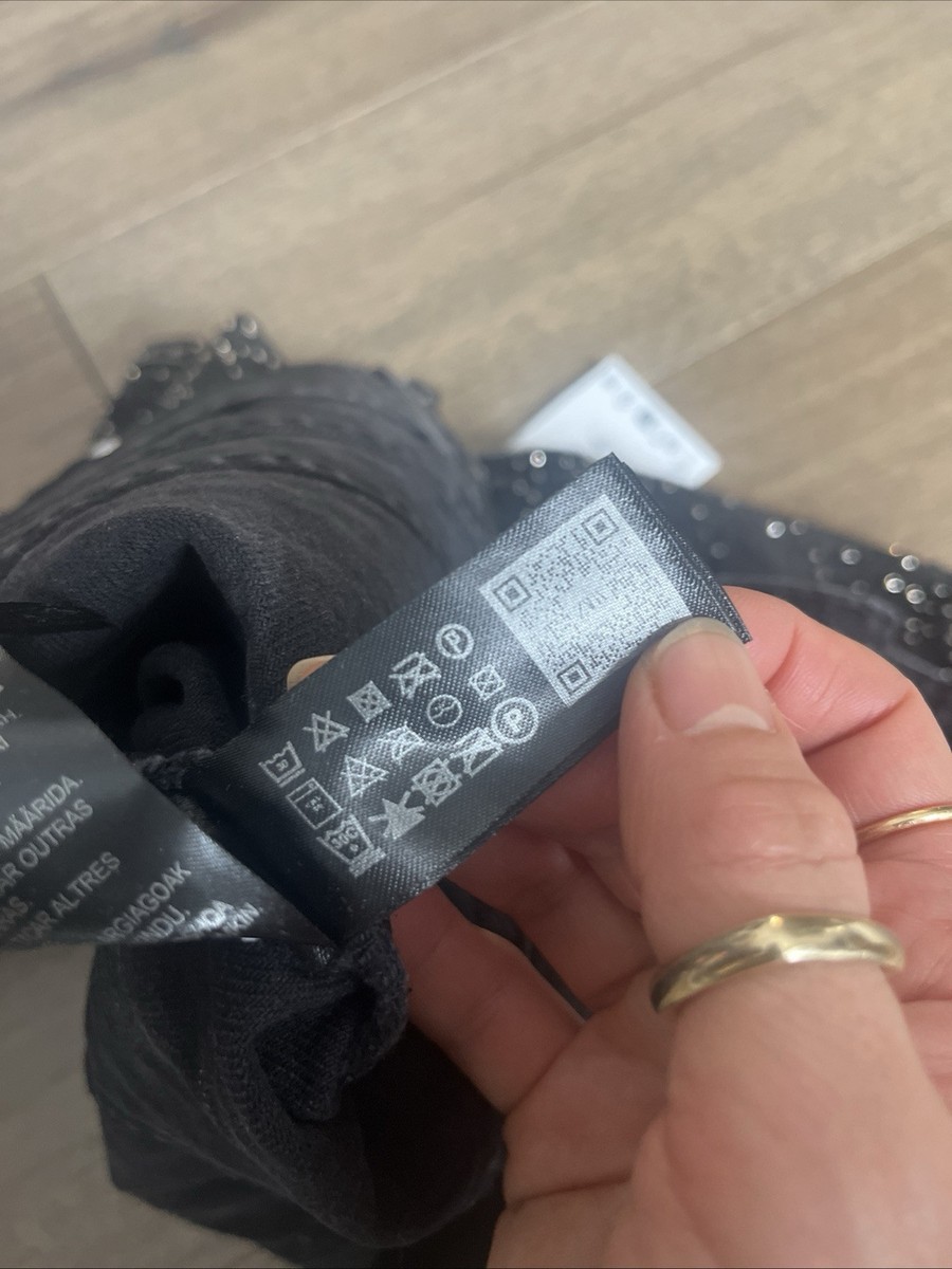 Zara Sequinned Denim Jacket ZW Collection Grey Rhinestone XS