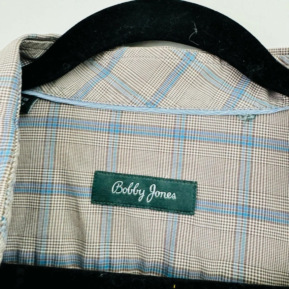Bobby Jones Blue and Tan Casual Button Down Shirt Men’s Size Large - Image 4 of 4