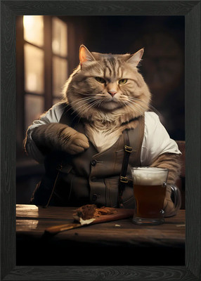 Fat Cat Bier Pub Bar Getränk gerahmtes Wandbild Poster Leinwanddruck Bild