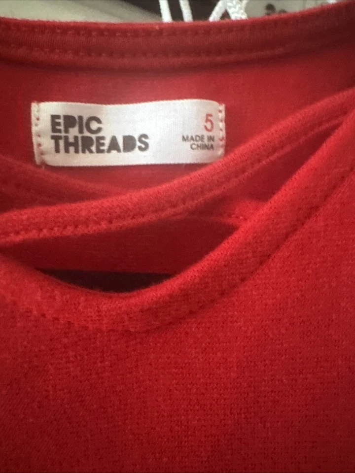 Epic Threads Girls Red  Tulle Party Dress Size 5 Holiday Christmas Sparkle - Image 2 of 4