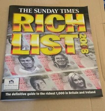 The Sunday Times Newspaper Rich List 2008 Credit Crunch FInanical Crisis Year
