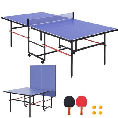 8FT Folding Table Tennis Table Ping Pong Set 2 Paddles 3 Balls Waterproof Net