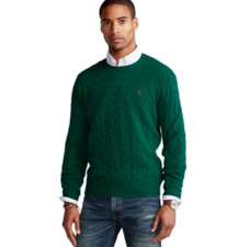 Polo Ralph Lauren Men's Cable Wool-Cashmere Sweater, Green, Mens S