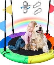 40'' Round Saucer Tree Swing Set for Kids Swing Platform 600D Oxford Waterproof