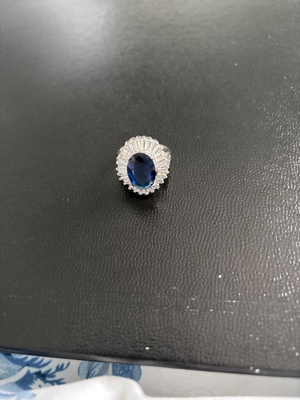 Princess Diana replica Ring. Lab grown sapphire and simulated diamonds