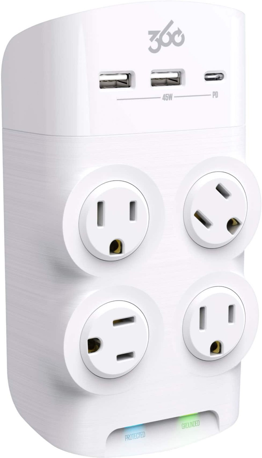360 электрических оборотов, 4 вращающиеся розетки/2 USB-A и 1 USB-C мощностью 1080 Джоулей...