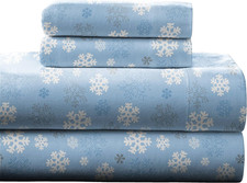Heavy Weight Flannel Sheet Set, Queen, Snow Flakes - Warm  Cozy - 100 Cotton F
