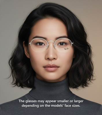 Ray-Ban Eyeglasses Satin Silver Half Rim Round Oval 52-22-145 6547 2538