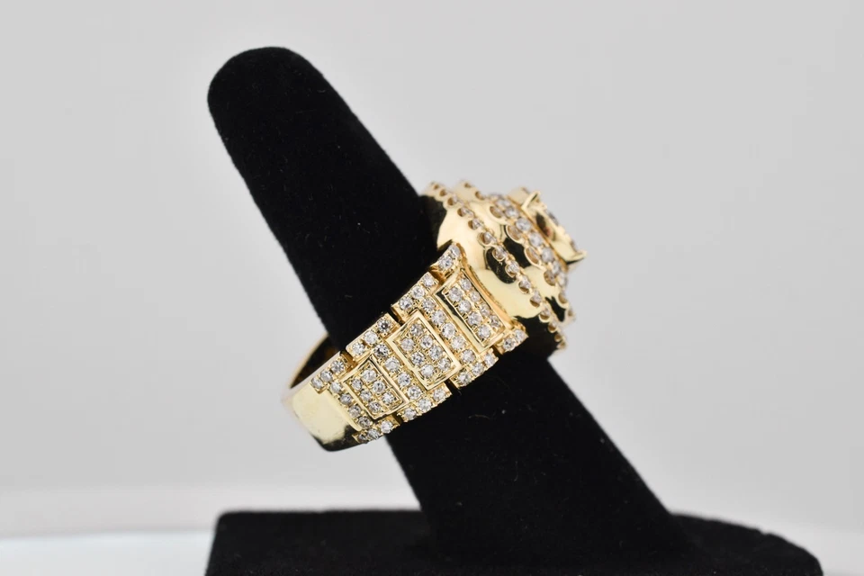 READ 14K yellow gold natural diamond ring cluster invisible set Size 10 SI1 G - Image 4 of 4