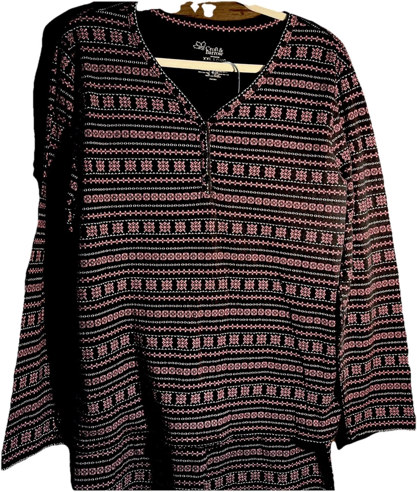 Pijama Croft & Barrow XXL Largo Estampado Negro/Rojo 2 Piezas Mangas Largas/Pierna Algodón Ble Foto 4 de 4