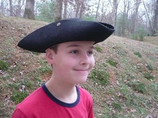 Youth Child Boys Black Colonial Pirate Tricorn Tri-Corner Buccaneer Costume Hat