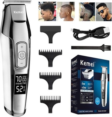 KEMEI Trimmer Cordless Hair Clipper for Men Professional Electric Silver 