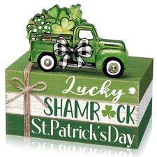 4 Pcs St. Patrick's Day Table Decorations Wooden Shamrocks Rustic Tiered Tray