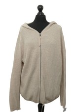 Comma Damen Cardigan Strickjacke 44 beige meliert Kapuze Zip Strick mit Wolle