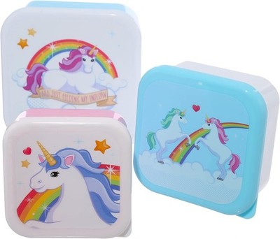 Puckator 3er Pack Einhorn Regenbogen Brotdosen S/M/L Kinder Schule Snackdosen