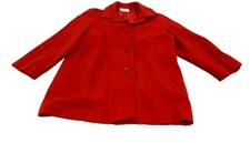 VTG 80s Herman Kay Wool Peacoat Womens Size Large Red Made In USA Mid Thigh