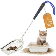 Metal Cat Litter Scoop   Long Handle Cat Poop Scooper for Litter Box 15  , H...