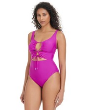 NWT Bar III Women's Unraveled Lace Up One Piece Swimsuit Medium pmy1426a
