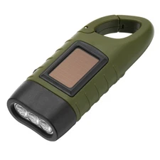 Hand Crank Solar Powered Flashlight, 1 Pcs Rechargeable LED Flashlight, Green