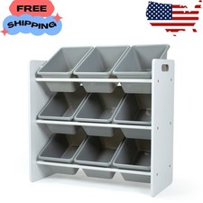 Toy Storage Organizer with 9 Plastic Storage ...