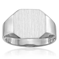 14K Solid White Gold Custom Engraved Signet Ring