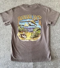 Panama Jack Men’s Small Gray T-shirt Jack Of All Travels Flip Flops, Plane, Boat