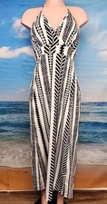 Nwt Cupshe White & Black Geometric Stripes Summer  Dress - Size Medium Halter.