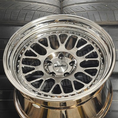 WHISTLER SK1 18x9.5 5x114.3 35 OFFSET PVD CHROME MESH SILVER RIVET