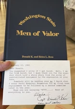 Donald K. Ross Signed Post Card (First Man in WWII to get MOH) Book Included!