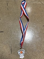 Basketball Championship Medal Trophy With Red White And Blue Necklace