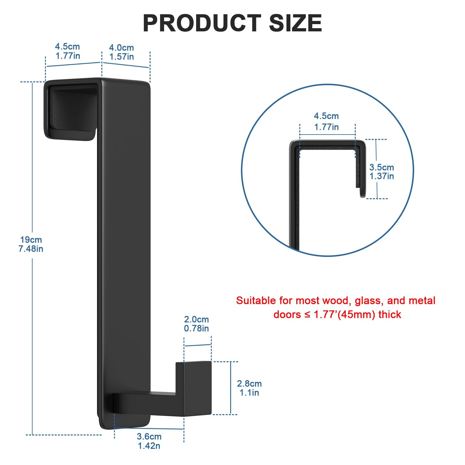 2-Pack Over The Door Hooks - Rustproof Stainless Steel Door Hangers Fits for ...