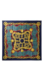 Céline Navy & Multicolored Silk Scarf - WGACA