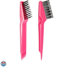 2 Pcs Tool 2-in-1, Pink Hairbrush Cleaner for Removing Hair Dust, Mini Comb f...