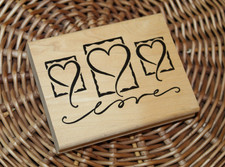 DeNami 2001 LG Rubber Stamp HEARTS Wood Mounted Valentine's Day LOVE Wedding OOP