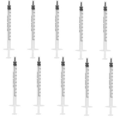 10 Stück 1 ml Kunststoffspritzen Messspritze ohne Nadel wiederverwendbar weiß 