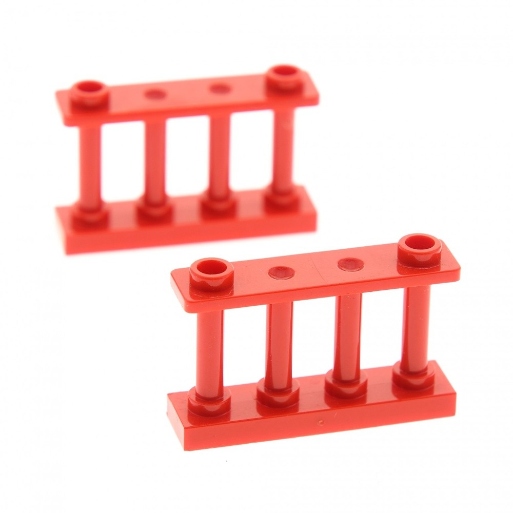 2x Lego Fence 1x4x2 Red Spindle Gate Fences Barrier 4222073 30055