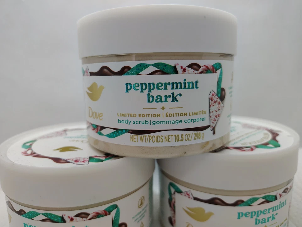 Lote de 3 esfoliantes corporais femininos Dove casca de hortelã-pimenta edição limitada - Imagem 2 de 4