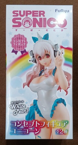 Super Sonico Figure Unicorn Outfit White Pearl Ver. AS-IS FuRyu