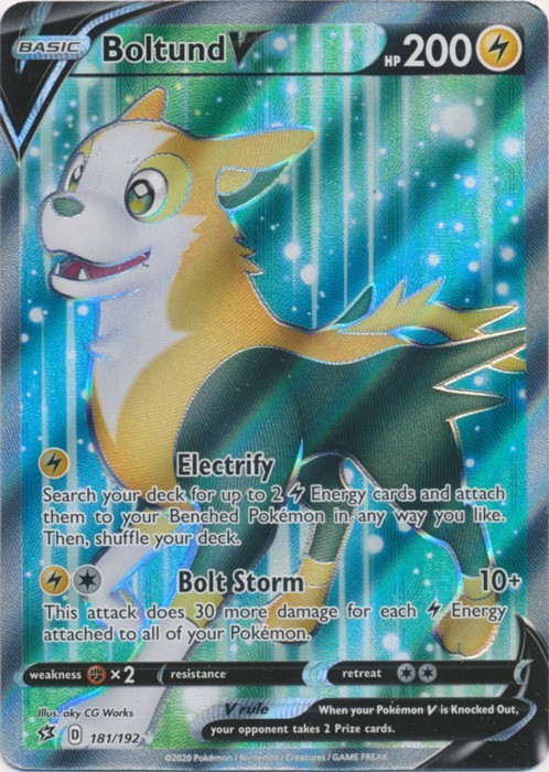 Boltund V 181/192 Rebel Clash Full Art Ultra Rare Holo Pokemon Card NM