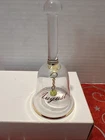 FENTON Bell  Clear Glass  Vintage August Green Birthstone Clapper