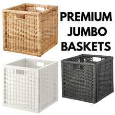 Branäs Storage Basket Dark Grey White Rattan Organizer Home Room Decor Tidy UK