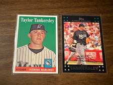 Taylor Tankersley 2 card lot 2007 Topps #579 Heritage #472 Marlins baseball