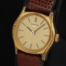 Longines 18322916 Manual Wind Ladies Watch Gold Dial Elegant Wristwatch Vintage