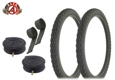 ALTA BICYCLE WIRE BEAD DURABLE TIRE 24 x 2.125 BLACK KNOBBY ROUGH TREAD 6pc SET.